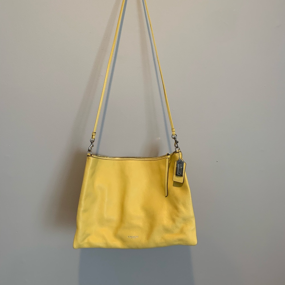 COACH banana leather pebbled shoulder bag